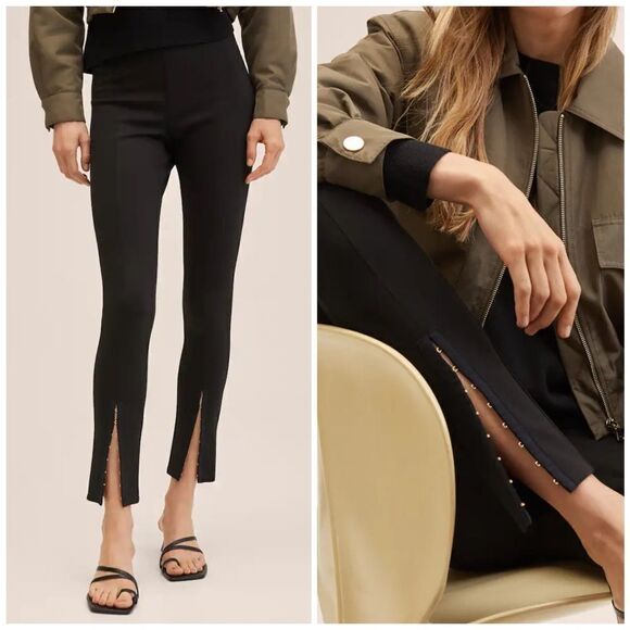 Mango Slit Hem Leggings Pants New - Picture 1 of 8